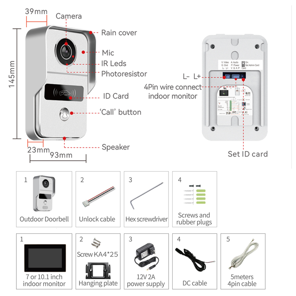1080P 7 inci WiFi Video Interc - Smart Doorbell Wired ulasan dan harga